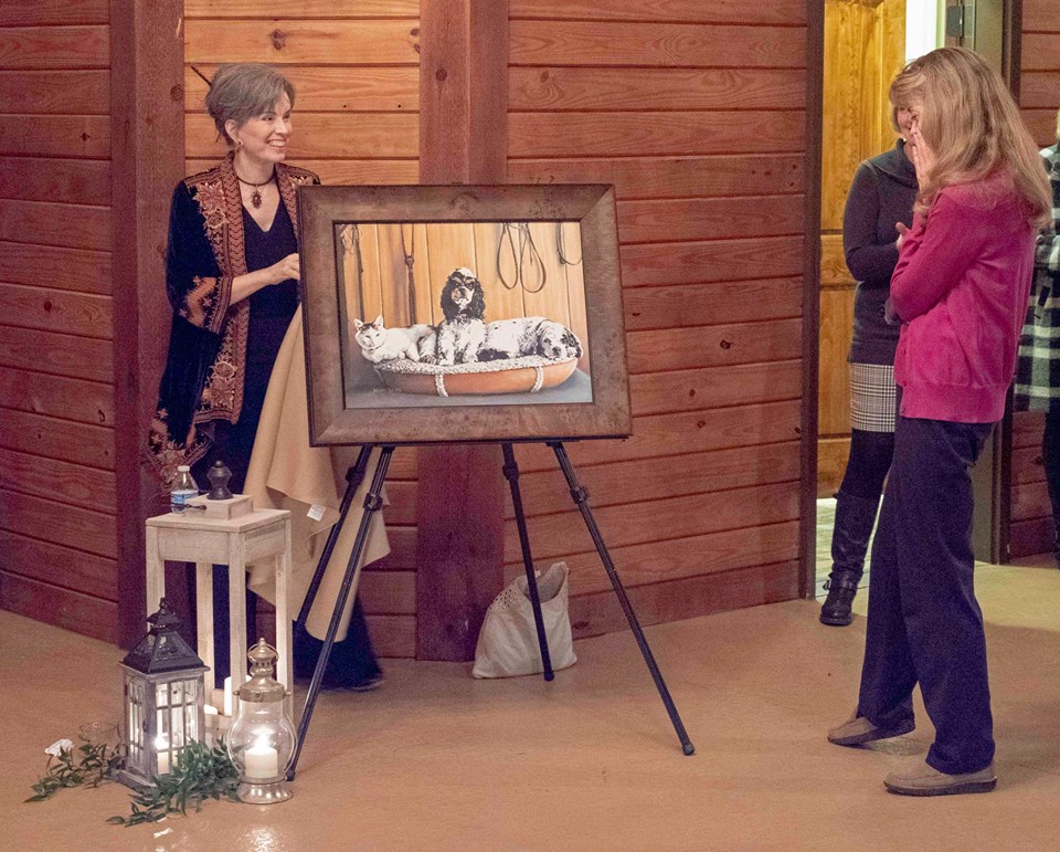 Mary Eaton Bliss presenting the surprise painting